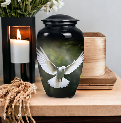Classic Dove Urn in Aluminium.