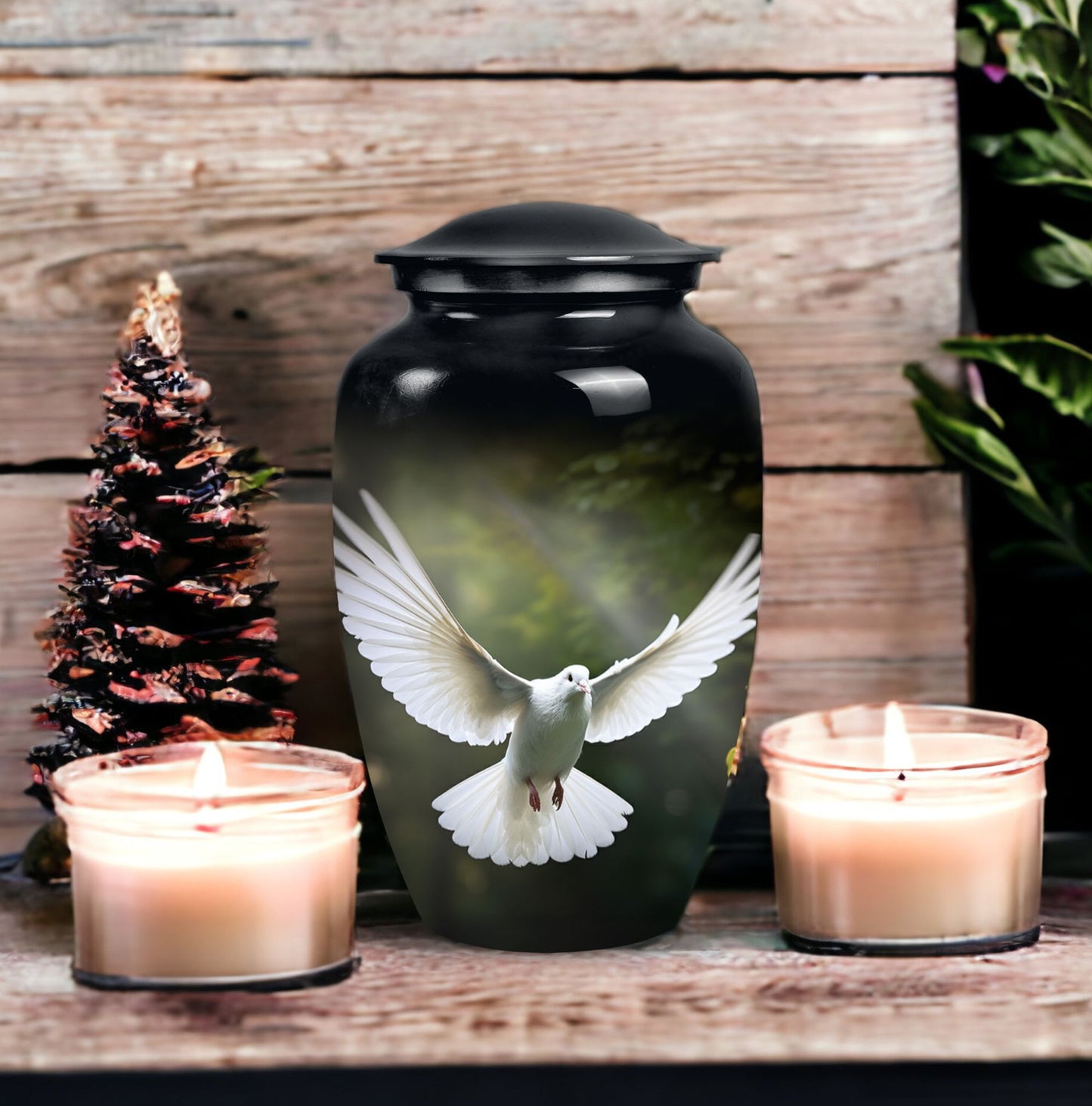Classic Dove Urn in Aluminium.