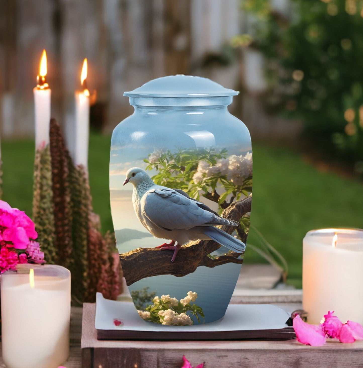Classic 3-inch Dove Urn made from Aluminium.