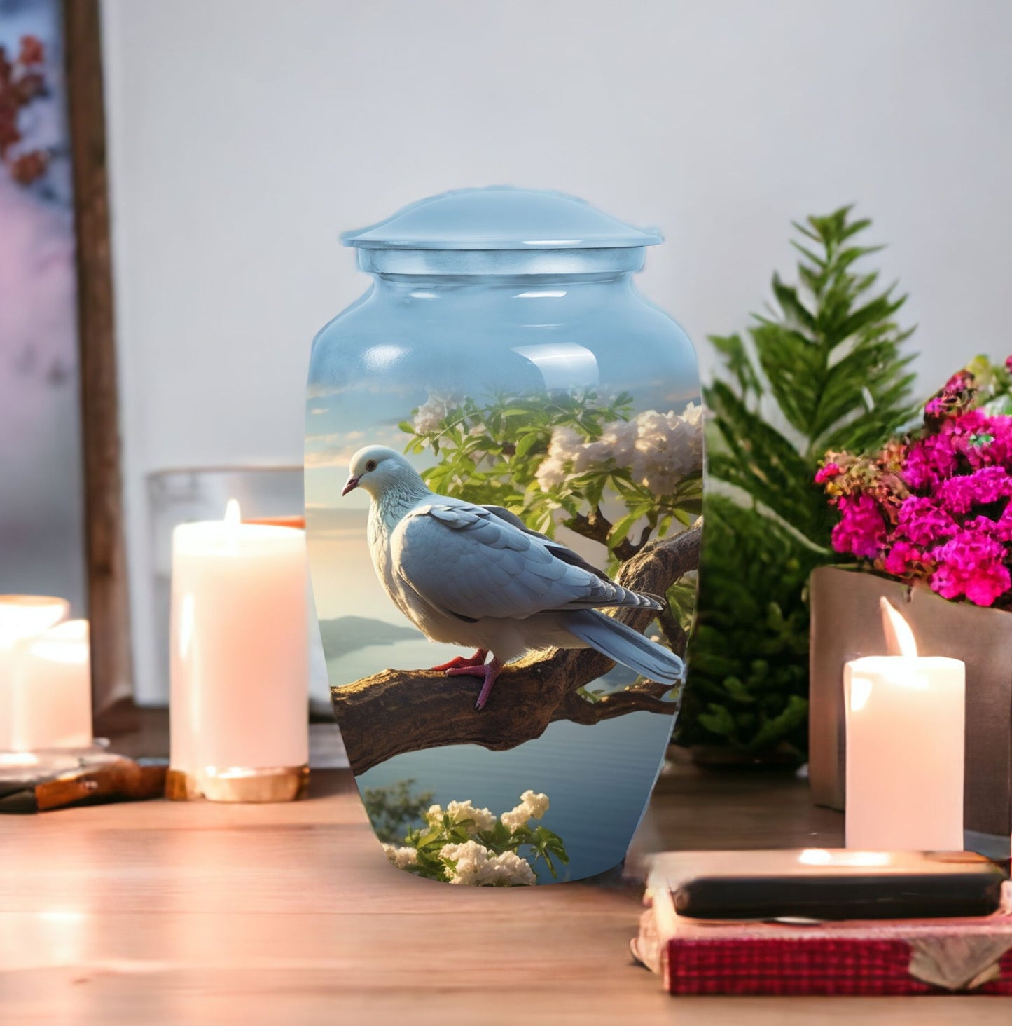 Classic 3-inch Dove Urn made from Aluminium.
