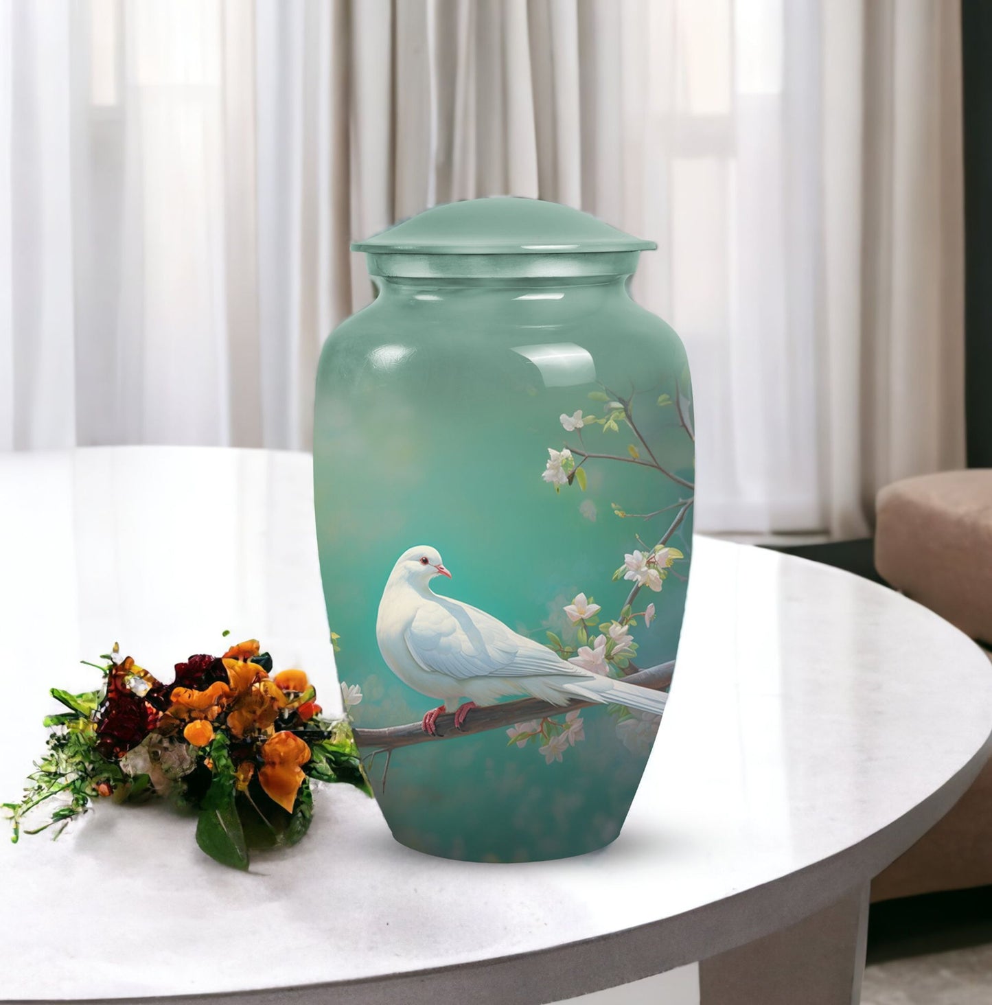 3-inch Dove Memorial large urn, Aluminium crafted.
