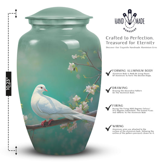 3-inch Dove Memorial large urn, Aluminium crafted.