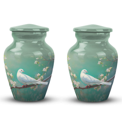 3-inch Dove Memorial large urn, Aluminium crafted.