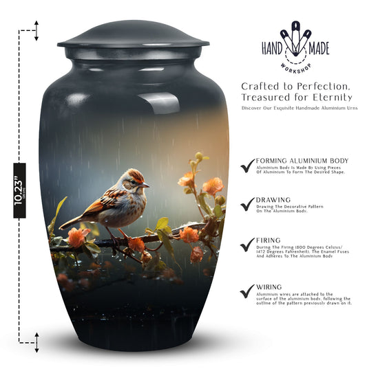 Classic Red Sparrow Cremation Urn for Storing Human Ashes.