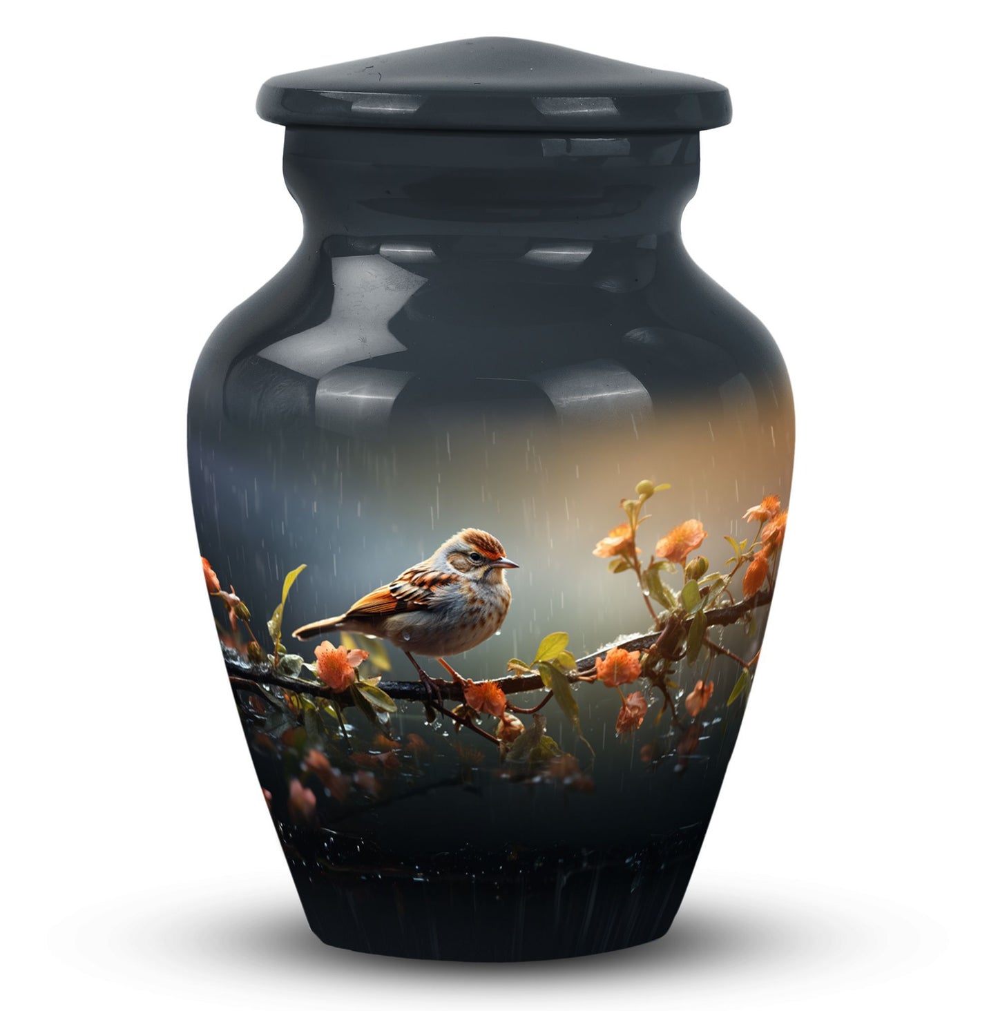 Classic Red Sparrow Cremation Urn for Storing Human Ashes.