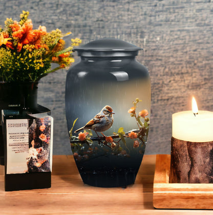 Classic Red Sparrow Cremation Urn for Storing Human Ashes.