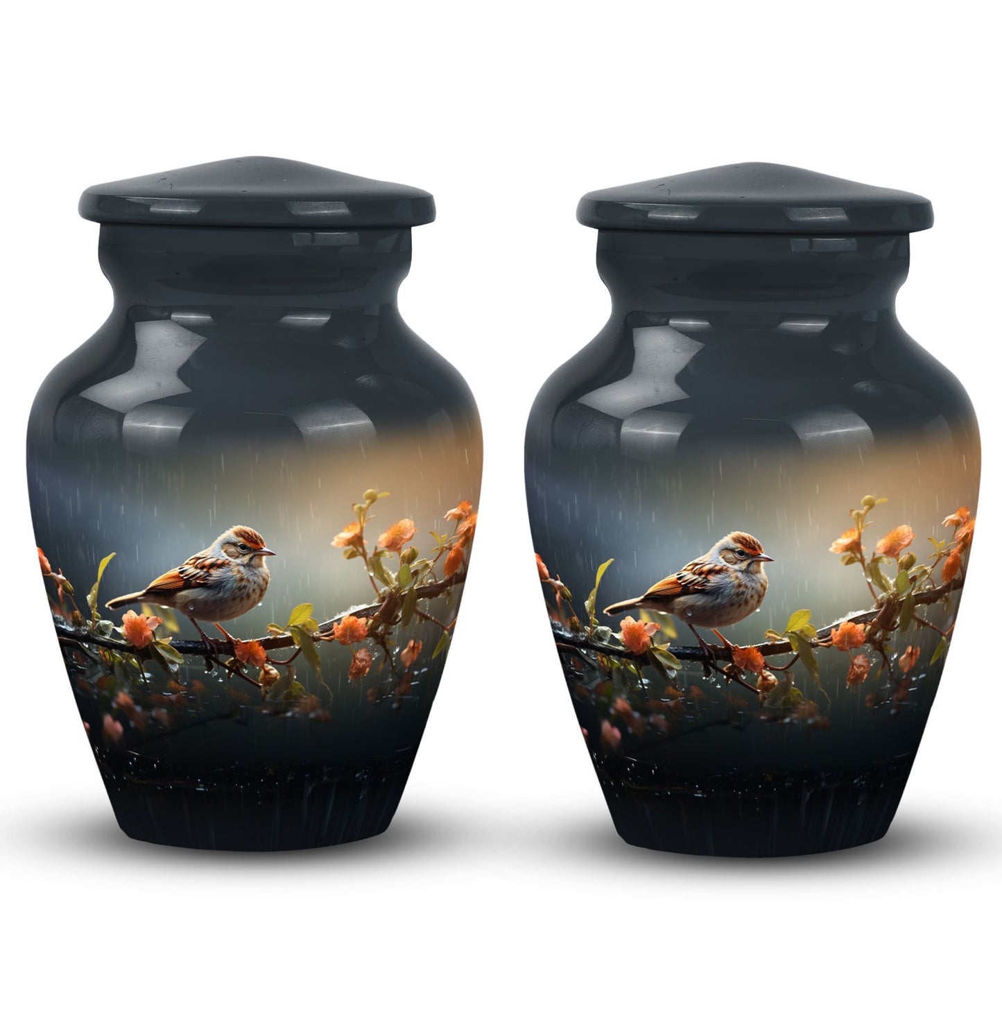 Classic Red Sparrow Cremation Urn for Storing Human Ashes.