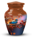 Blue Sparrow Memorial urn, adult-size cremation urn.