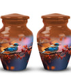 Blue Sparrow Memorial urn, adult-size cremation urn.