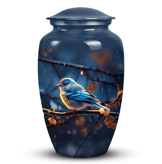 Large 3-inch Red Sparrow Aluminium Urn for Human Ashes