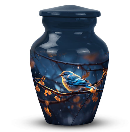 Large 3-inch Red Sparrow Aluminium Urn for Human Ashes