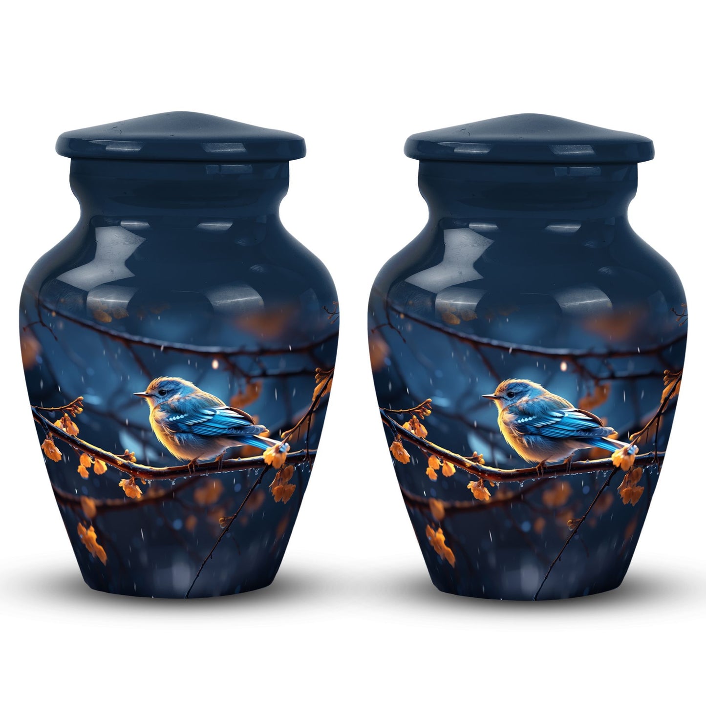 Large 3-inch Red Sparrow Aluminium Urn for Human Ashes
