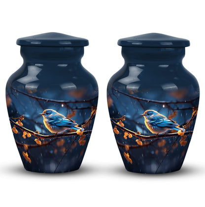 Large 3-inch Red Sparrow Aluminium Urn for Human Ashes