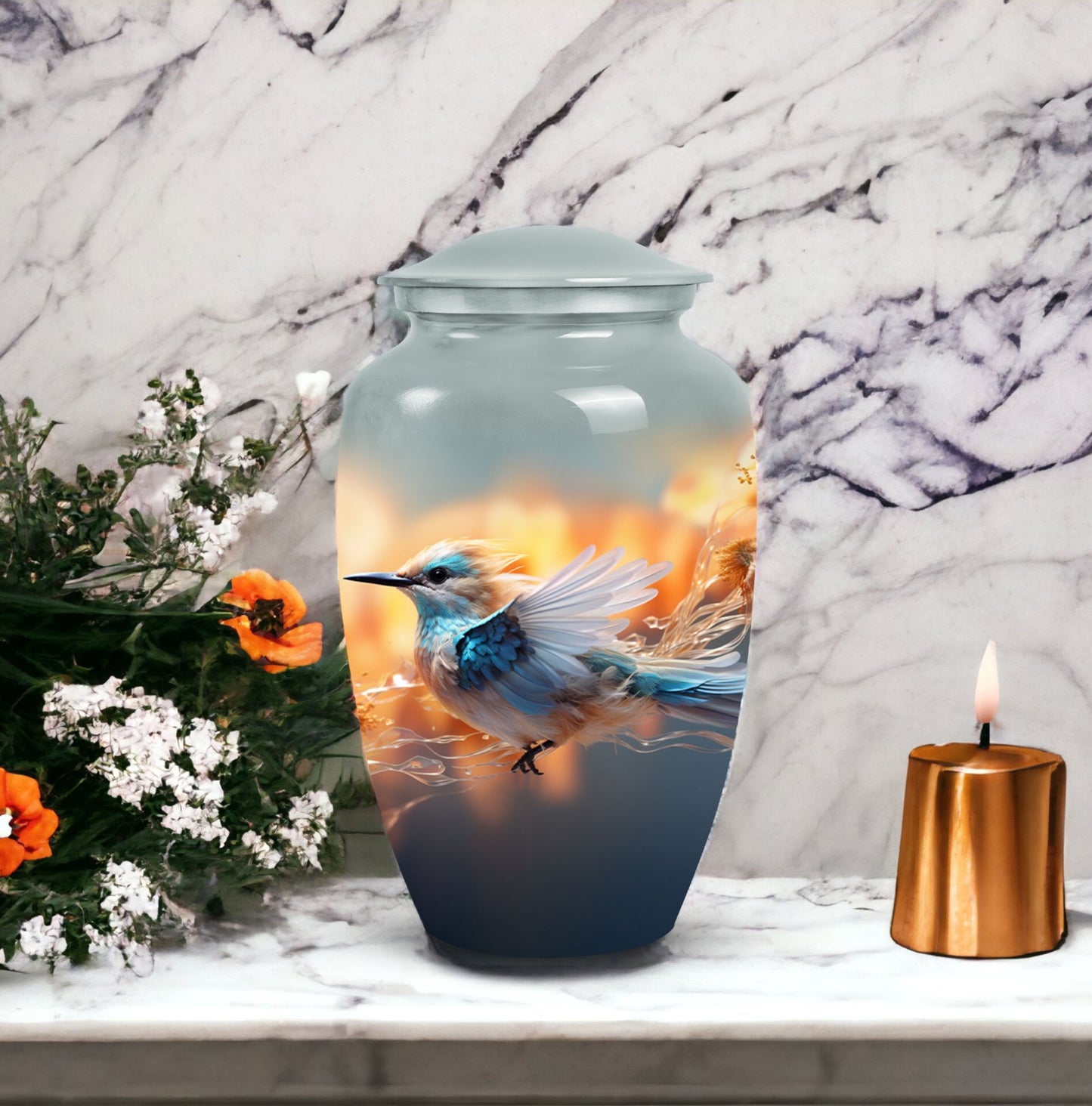Classic 3 Inch Sparrow Urn for Ashes with personalization.