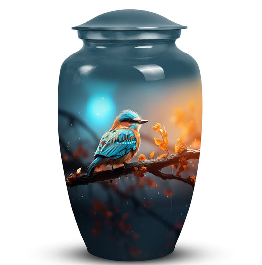 Colorful Sparrow Urn, a classic urn for ashes.