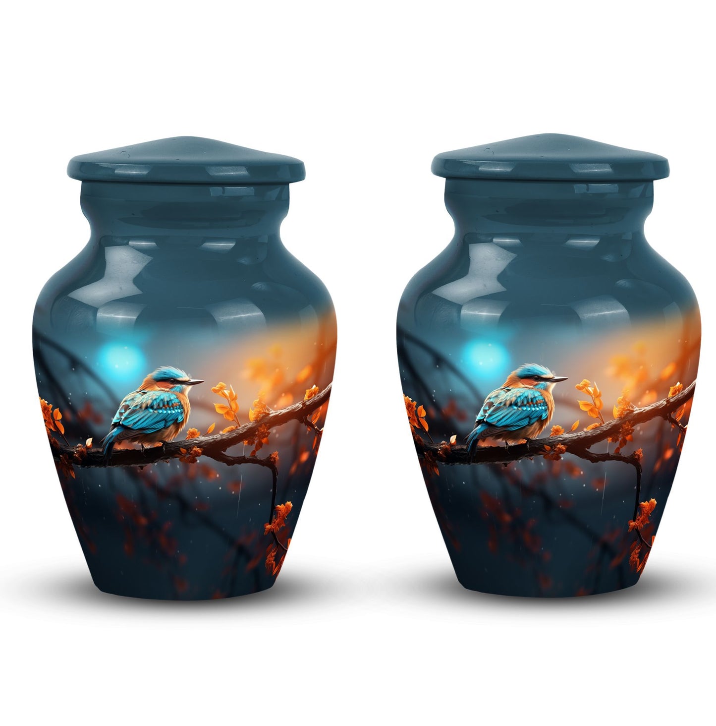 Colorful Sparrow Urn, a classic urn for ashes.