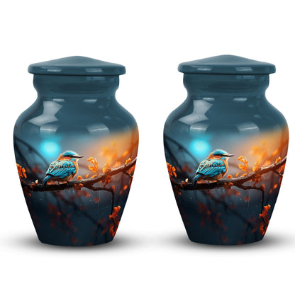 Colorful Sparrow Urn, a classic urn for ashes.