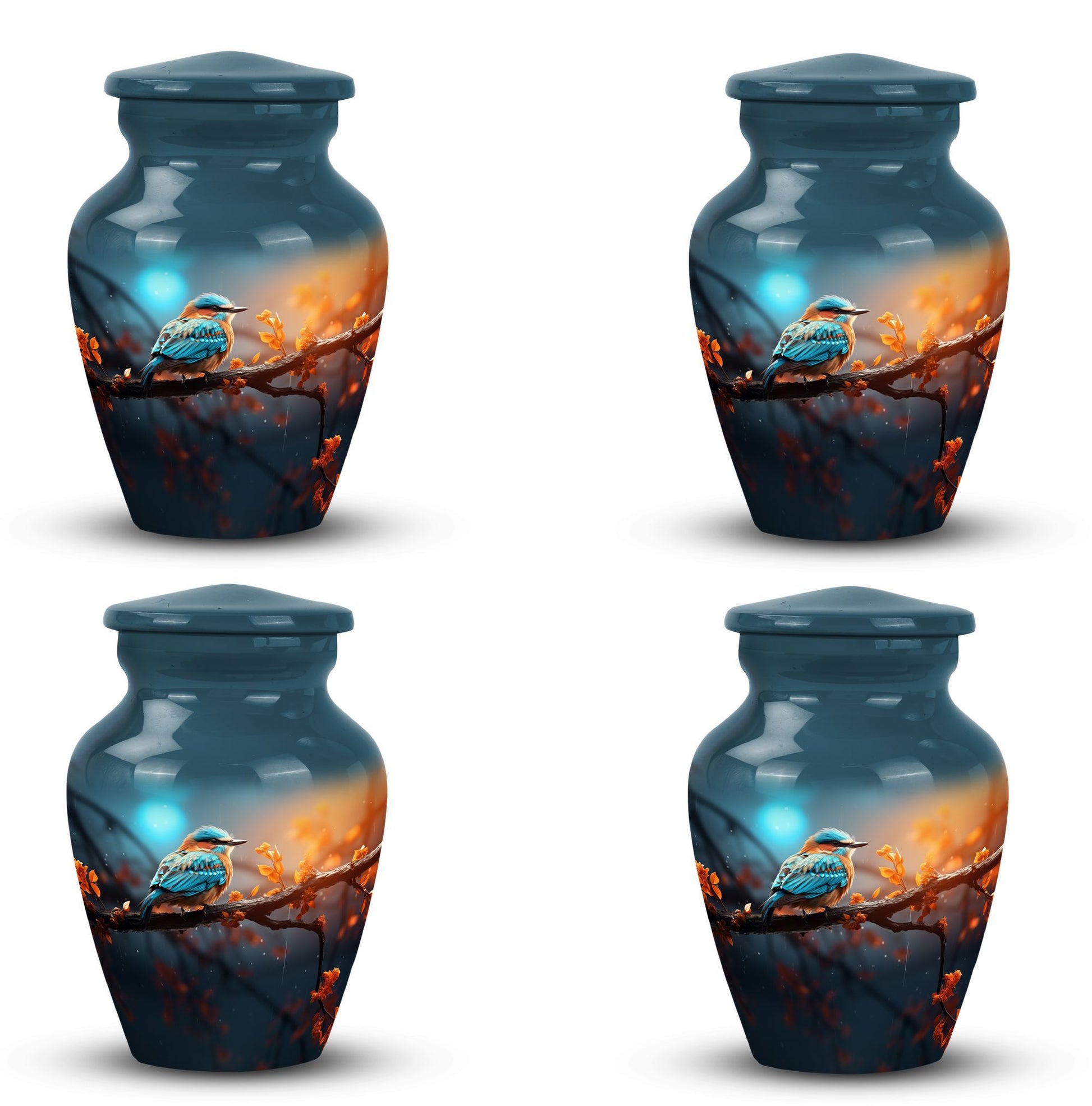 Colorful Sparrow Urn, a classic urn for ashes.
