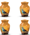 Colorful Sparrow Cremation Urn, Classic 3-inch Aluminium.