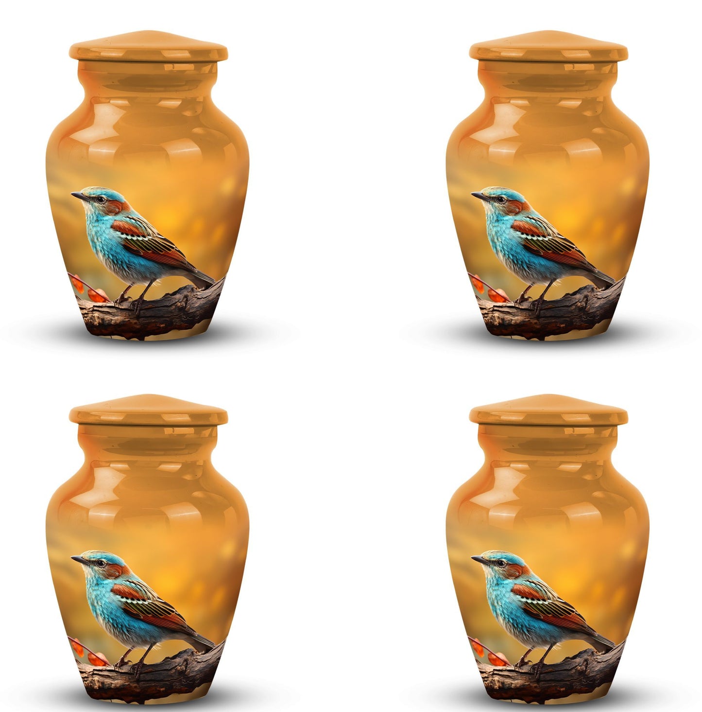 Colorful Sparrow Cremation Urn, Classic 3-inch Aluminium.