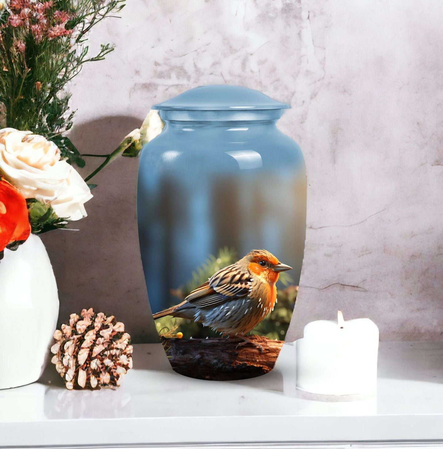 Large Puffy Sparrow Memorial Urn.
