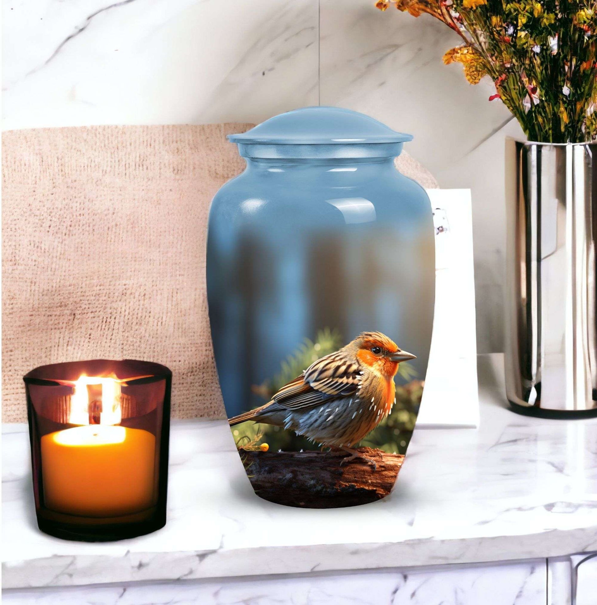 Large Puffy Sparrow Memorial Urn.