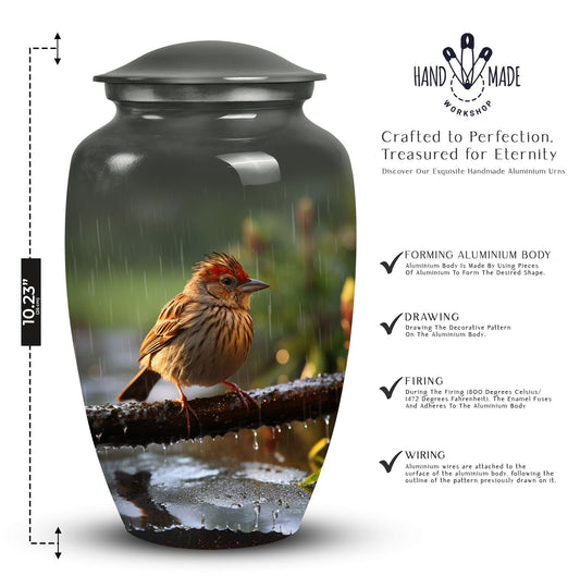 Sparrow Cremation Urn, Personalized Large burial Urn.