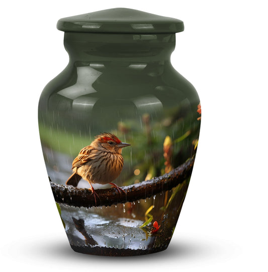 Sparrow Cremation Urn, Personalized Large burial Urn.