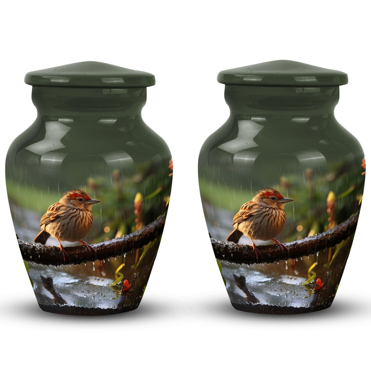 Sparrow Cremation Urn, Personalized Large burial Urn.