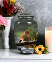 Sparrow Cremation Urn, Personalized Large burial Urn.