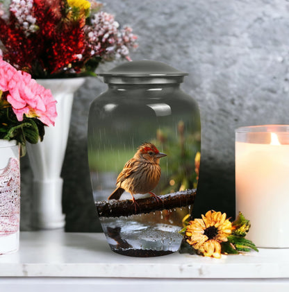 Sparrow Cremation Urn, Personalized Large burial Urn.