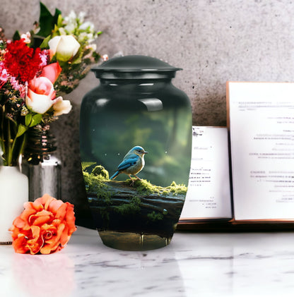 Blue Sparrow 3 Inch Classic Urn designed for human ashes.