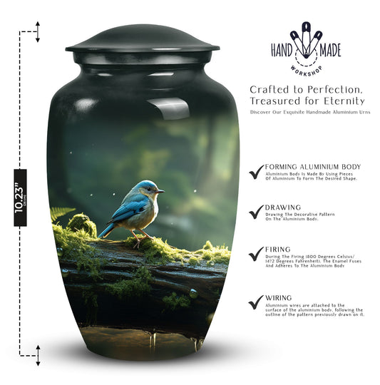 Blue Sparrow 3 Inch Classic Urn designed for human ashes.
