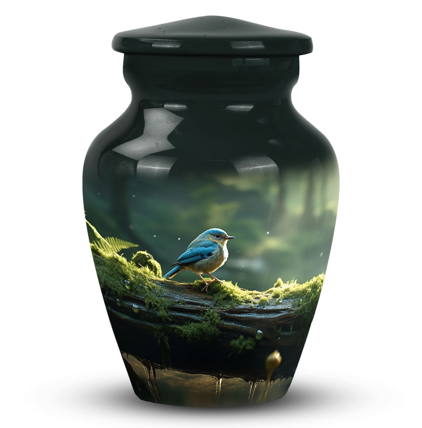 Blue Sparrow 3 Inch Classic Urn designed for human ashes.