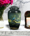 Blue Sparrow 3 Inch Classic Urn designed for human ashes.