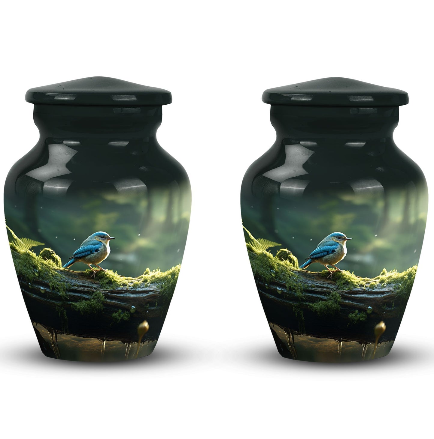 Blue Sparrow 3 Inch Classic Urn designed for human ashes.