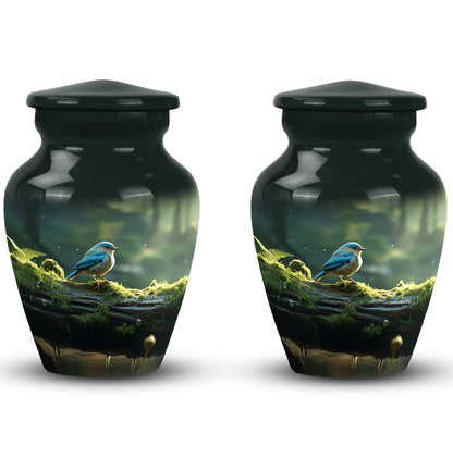 Blue Sparrow 3 Inch Classic Urn designed for human ashes.