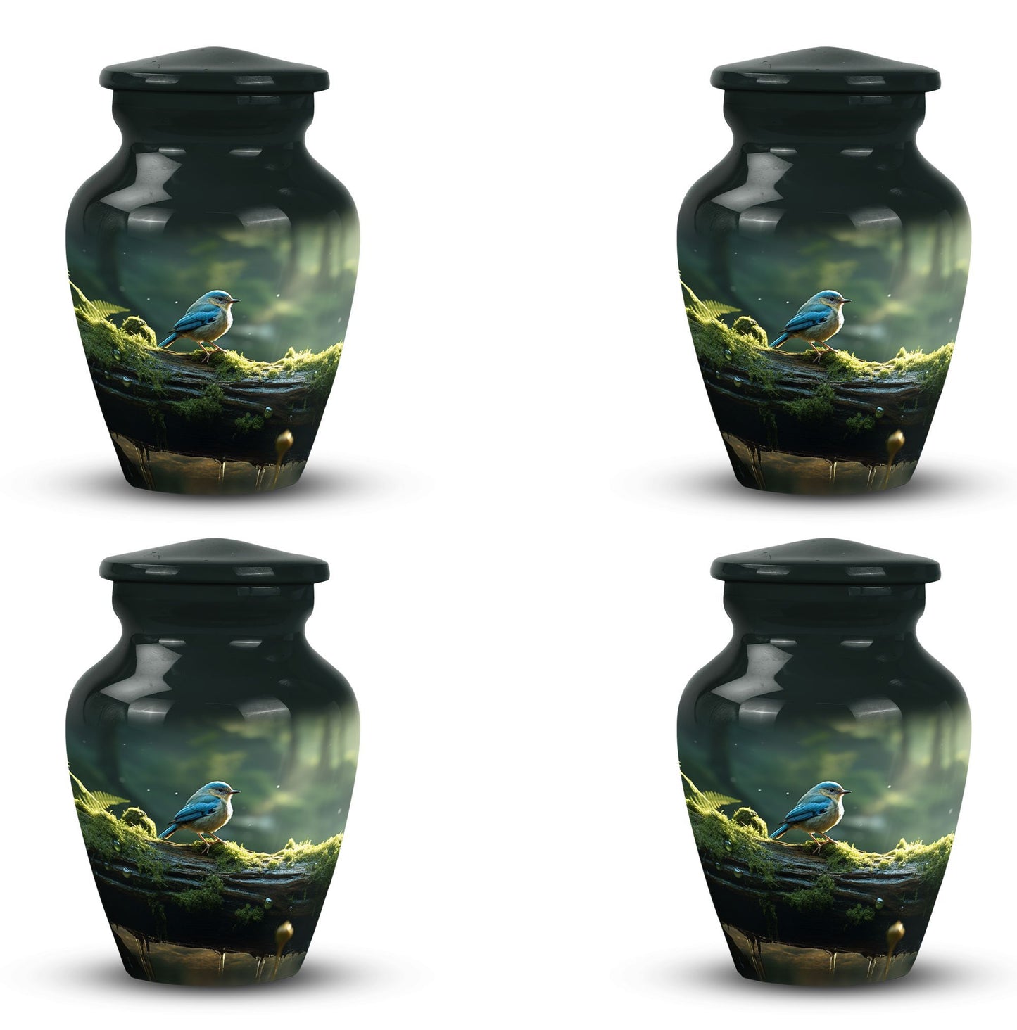 Blue Sparrow 3 Inch Classic Urn designed for human ashes.