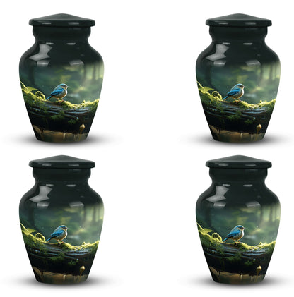 Blue Sparrow 3 Inch Classic Urn designed for human ashes.