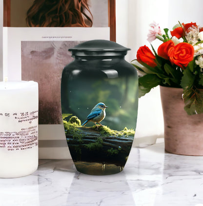 Blue Sparrow 3 Inch Classic Urn designed for human ashes.