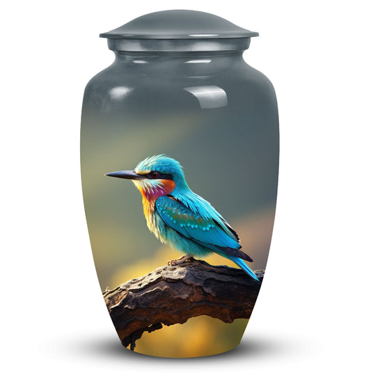 3-inch Green Sparrow Memorial Urn, classic design.