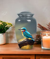 3-inch Green Sparrow Memorial Urn, classic design.