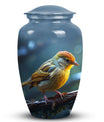 Yellow Sparrow Cremation Urn, large 3-inch classic design