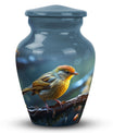 Yellow Sparrow Cremation Urn, large 3-inch classic design