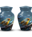 Yellow Sparrow Cremation Urn, large 3-inch classic design
