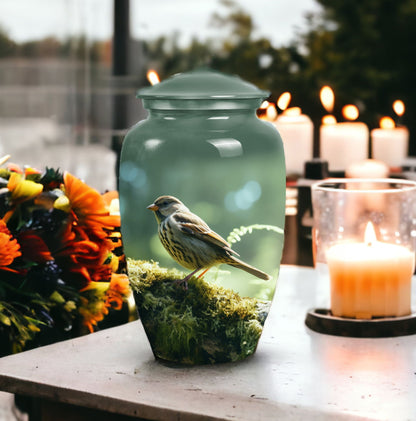 Green Sparrow Classic urn for ashes.