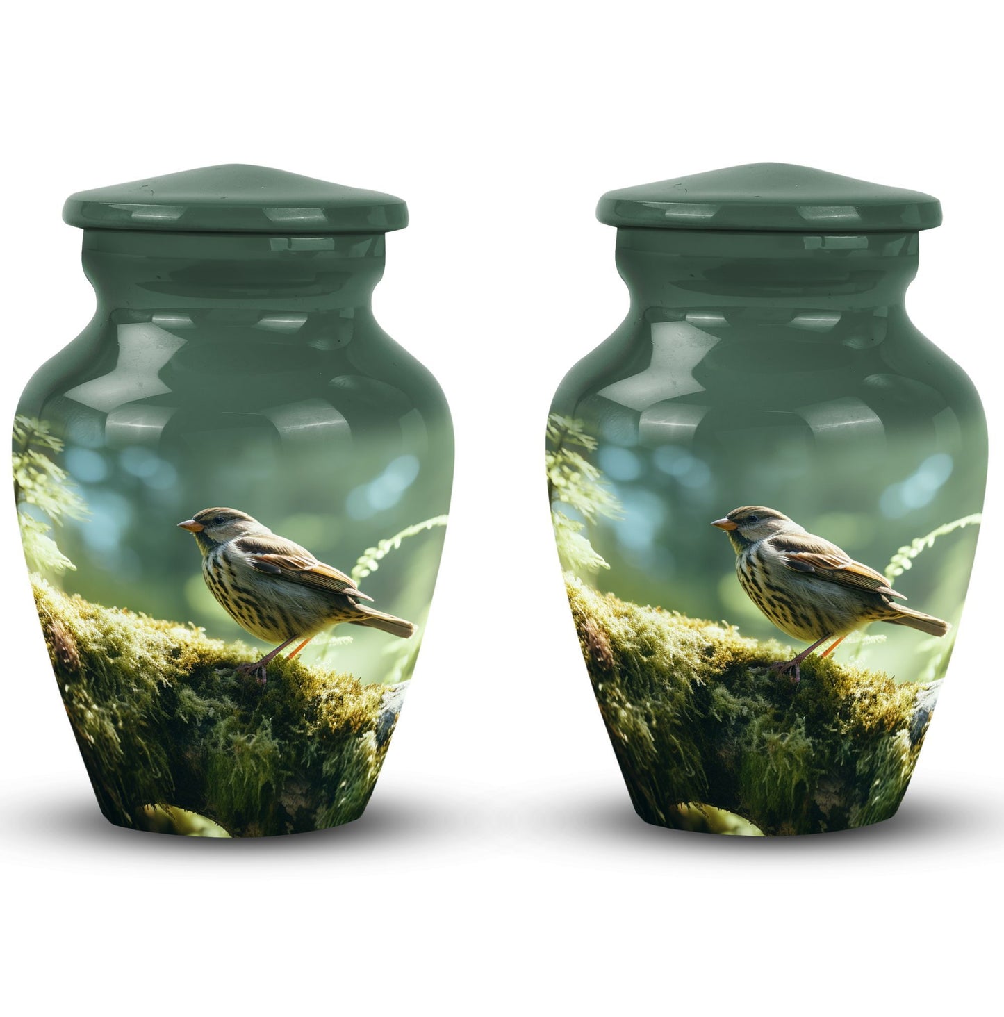 Green Sparrow Classic urn for ashes.