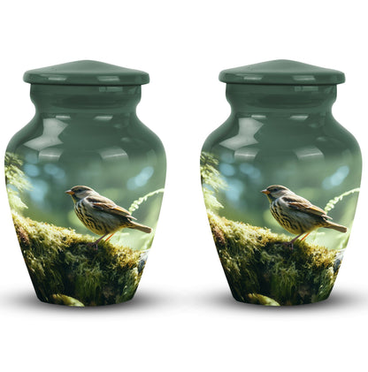 Green Sparrow Classic urn for ashes.
