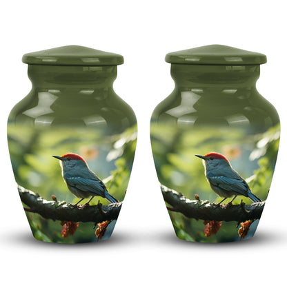 Red Sparrow Urn for Ashes, Classic Aluminium Cremation Urn