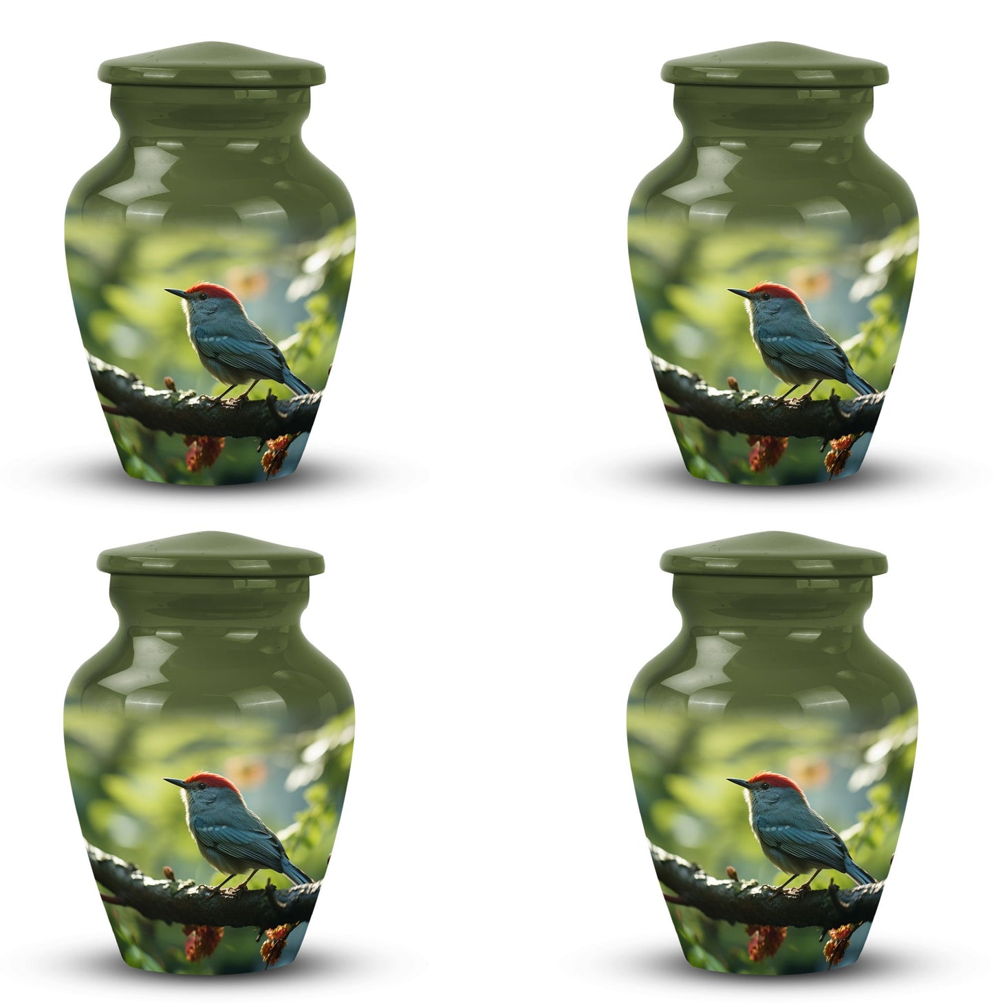 Red Sparrow Urn for Ashes, Classic Aluminium Cremation Urn
